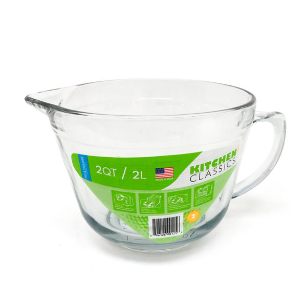 Anchor Hocking Clear Glass Mixing Batter Bowl 2 Qt, 8 C 2L Measuring Cup w  Lid