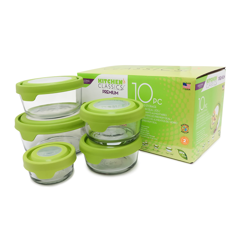 Classic Cuisine 10-Piece Glass Food Storage Containers with Snap